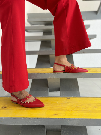 Balerini stiletto FHIONA ROSII cu tinte aurii [3]