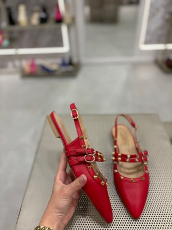 Femei - Balerini stiletto FHIONA ROSII cu tinte aurii