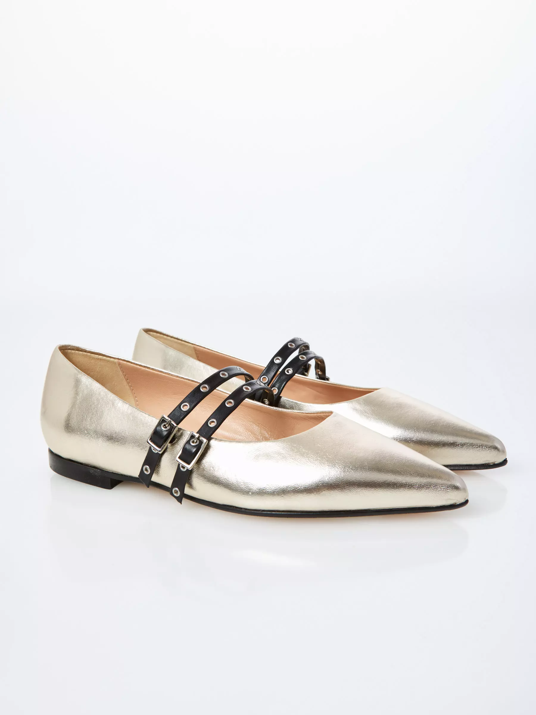 Pantofi cu talpa joasa - Balerini stiletto KATHERINE AURII cu barete