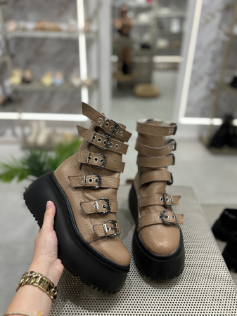 Botine - Ghete ATENA din piele cu catarame