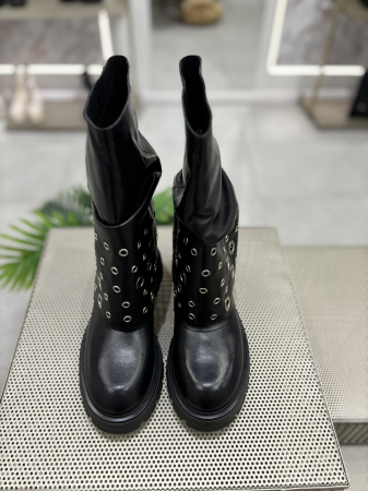Ghete SISTER NEGRE din piele [2]
