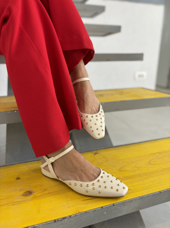 Incaltaminte - Pantofi GRACE ALBI cu tinte aurii