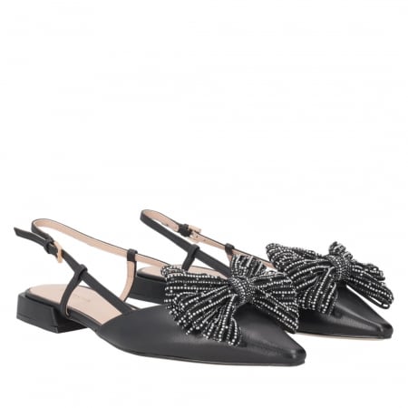 Femei - Pantofi IRIS NEGRU cu bareta la spate si funda