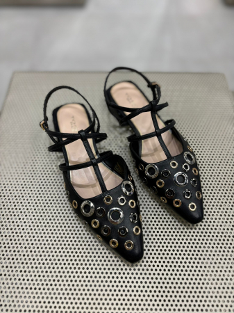Pantofi cu talpa joasa - Pantofi LAONA NEGRU cu bareta la spate