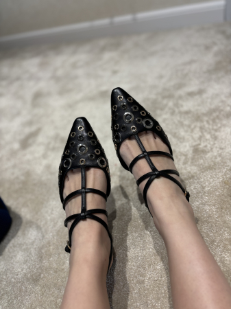 Balerini - Pantofi LAONA NEGRU cu bareta la spate