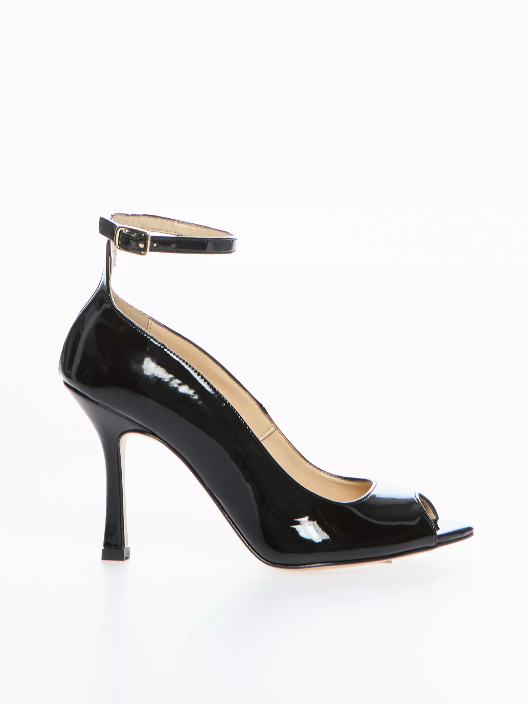 Sandale cu toc - Pantofi PERLA BLACK decupati cu toc