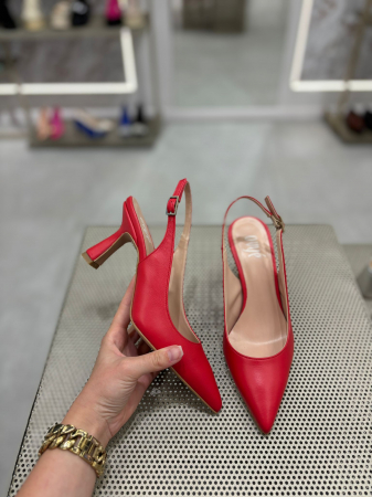 Pantofi cu toc - Pantofi stiletto IOANA rosii cu bareta la spate