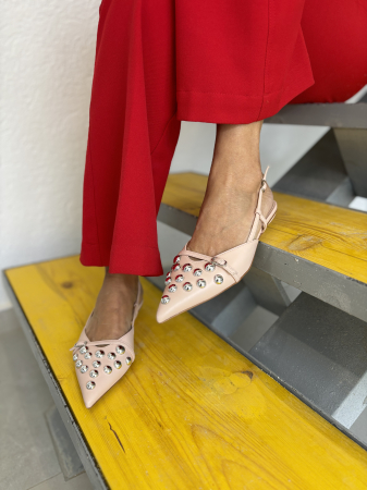 Incaltaminte - Pantofi stiletto KIMORA NUDE cu bareta la spate