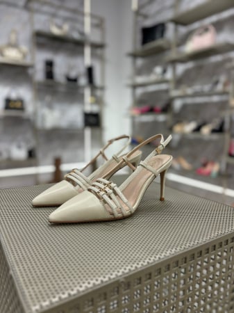 Pantofi de mireasa - Pantofi stiletto LAUREL ALBI  cu bareta la spate