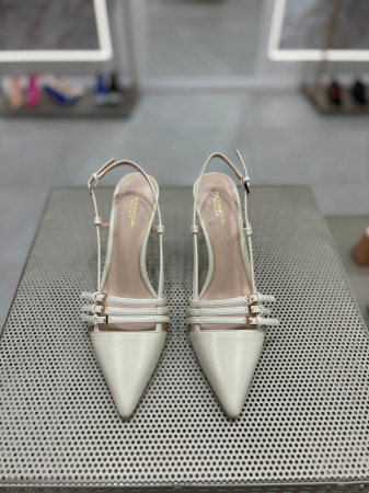 Pantofi stiletto LAUREL ALBI  cu bareta la spate [3]