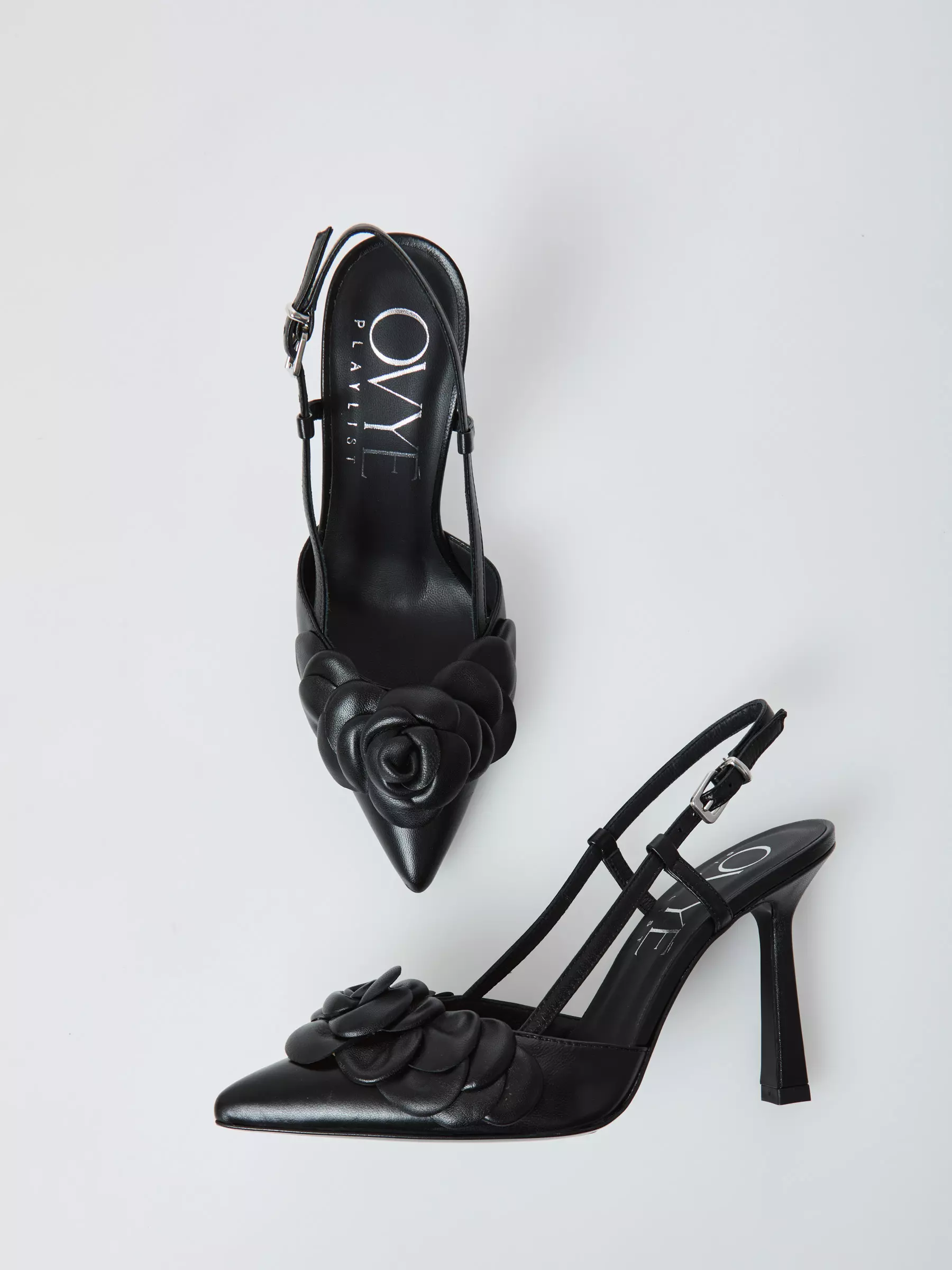 Pantofi stiletto TABITA NEGRI din piele cu floare [2]