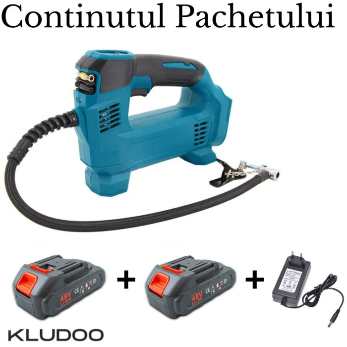 Compresor Auto Portabil cu 2 Baterii și Încărcător – Umflare Rapidă, Oprire Automată, LED [7]