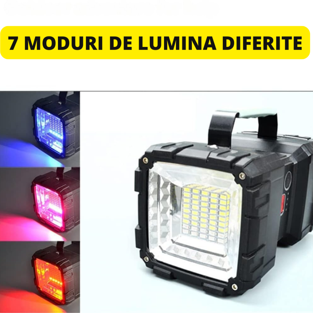 Lanterna LED profesionala cu acumulator 10000mAh, fascicul lung si lumina floodlight, functie Power Bank, 7 moduri si maner ergonomic [2]