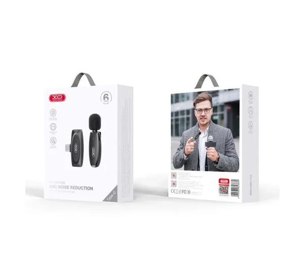Lavaliera-Microfon XO-MKF08A, Wireless 2.4G, Autonomie 6 Ore, Conectare Type-C, Negru [1]