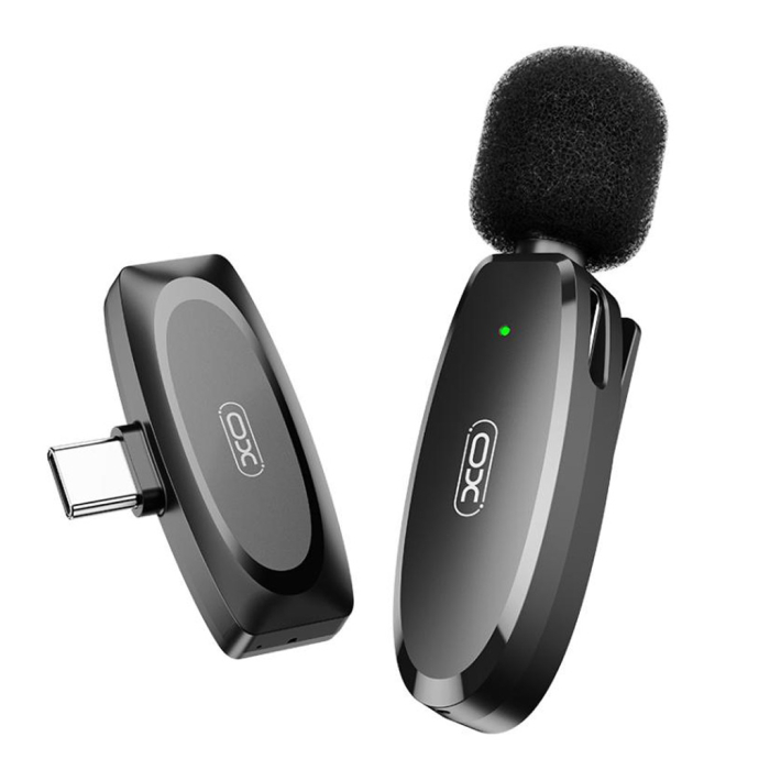 Lavaliera-Microfon XO-MKF08A, Wireless 2.4G, Autonomie 6 Ore, Conectare Type-C, Negru [3]