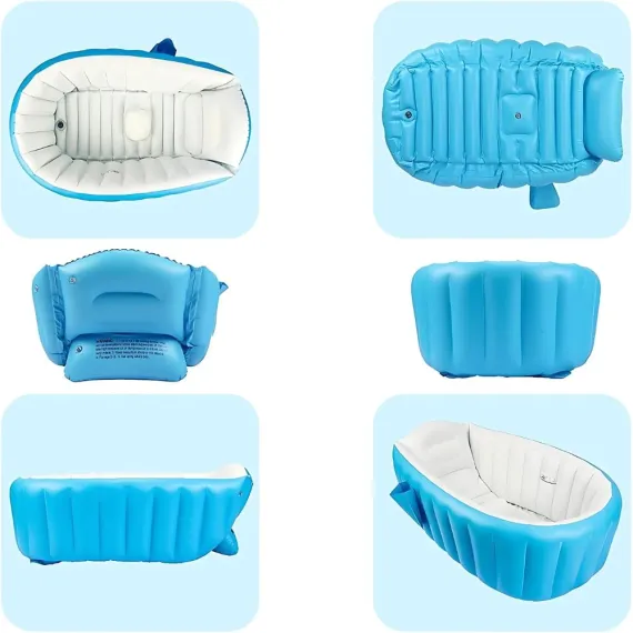 Cadă Gonflabilă pentru Bebelusi 0–3 luni – Pliabilă, Confortabilă, 30L, Albastru [3]