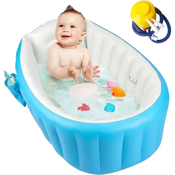 Cadă Gonflabilă pentru Bebelusi 0–3 luni – Pliabilă, Confortabilă, 30L, Albastru [4]