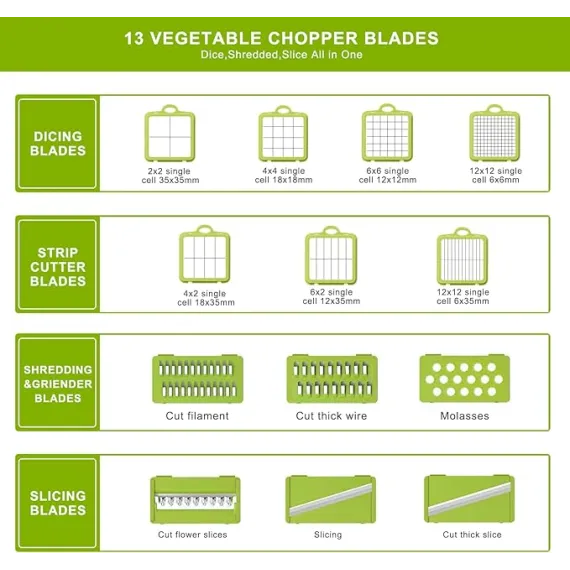 Razatoare multifunctionala pentru fructe si legume, 22 piese, lame din otel inoxidabil [4]