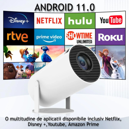 Casa - Videoproiector Portabil 14x9cm Multimedia, Wi-Fi și USB, Ecran Mare, Difuzor Integrat, Wireless