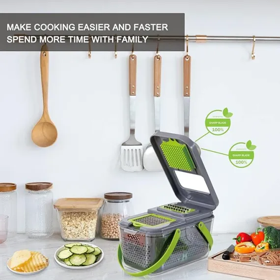 Razatoare multifunctionala pentru fructe si legume, 22 piese, lame din otel inoxidabil [5]