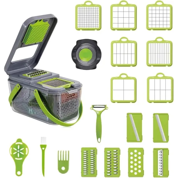 Razatoare multifunctionala pentru fructe si legume, 22 piese, lame din otel inoxidabil [4]