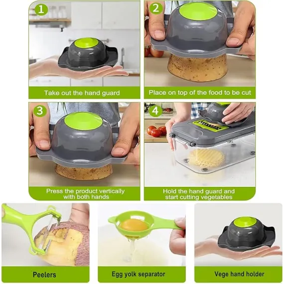 Razatoare multifunctionala pentru fructe si legume, 22 piese, lame din otel inoxidabil [1]