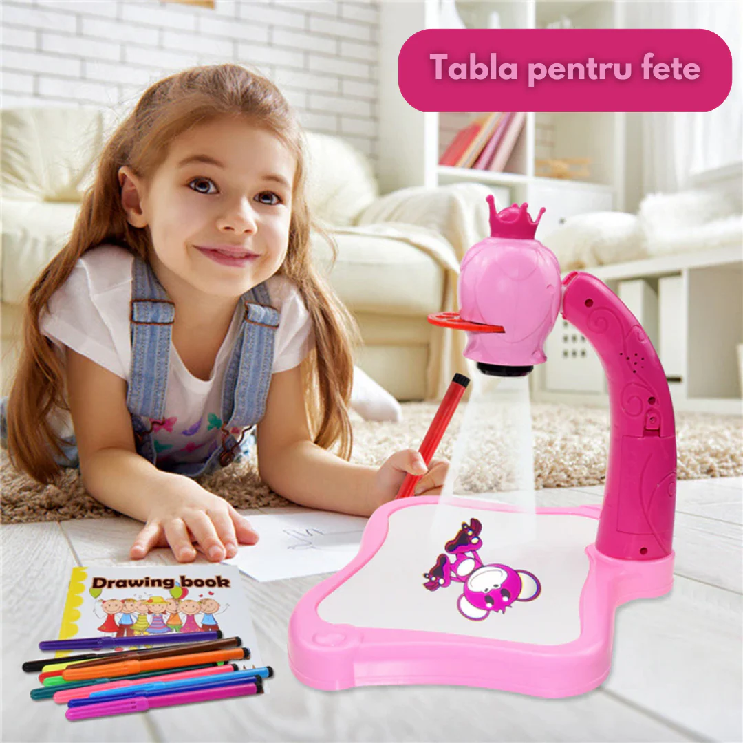 Set tabla de desenat pentru copii cu proiector + Opritor usa cu alarma, 120 dB, 9v [1]