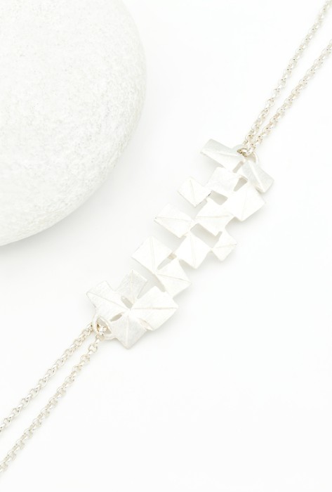 Bratara Forme Geometrice din Argint Satinat 925, Lungime 18,5 cm [2]