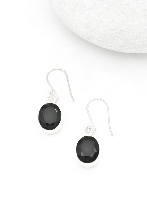 Cercei din Argint 925 si Piatra Onix Negru 2.3 cm [2]