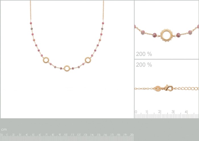 Colier placat cu Aur 18 k si Cuart Cherry, 45 cm [2]