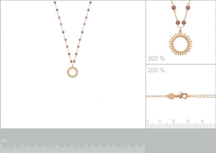Colier placat cu Aur 18 k si Cuart Cherry, 45 cm [2]