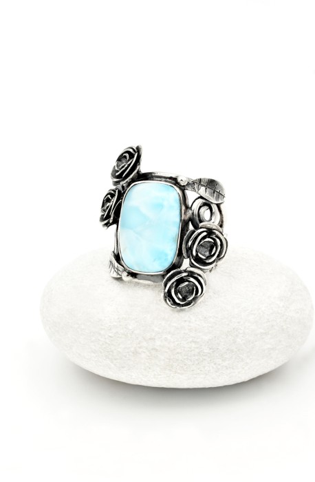 Inel Argint 925 cu Larimar, Model Trandafiri [2]