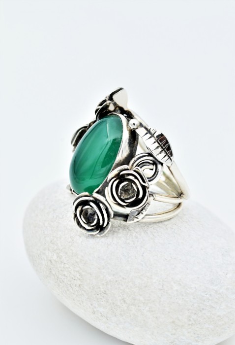 Inel din Argint 925 cu Agat verde [4]
