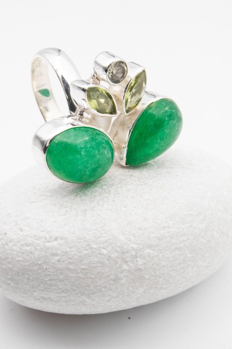 Inel din Argint 925 cu Onix Verde, marime reglabila [2]