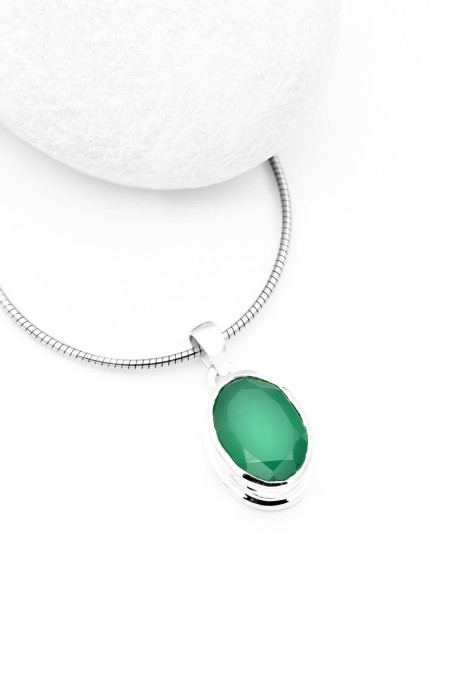 Pandantiv din Argint 925 cu Onix Verde 2.5 cm [2]