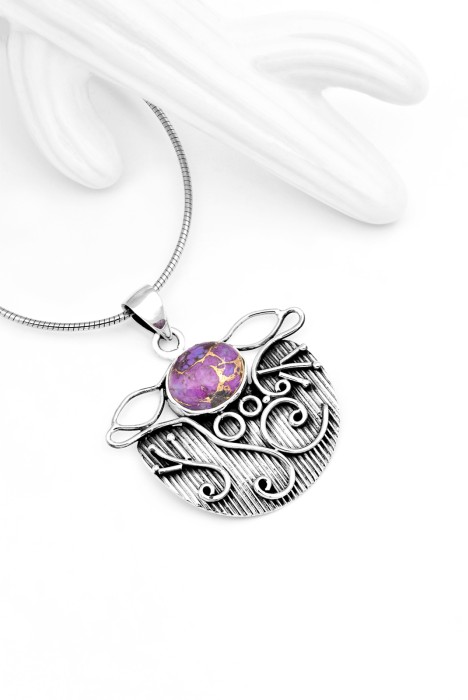 Pandantiv din Argint 925 cu Turcoaz Violet 4 cm [2]