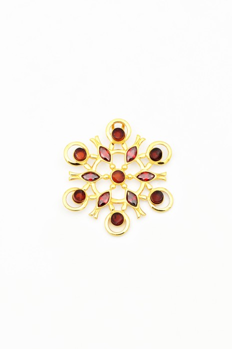 Pandantiv din Argint 925 placat cu Aur cu Ambra rosie fatetata, 4 cm [2]