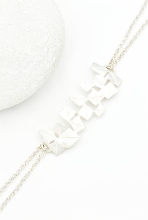 Bratara Forme Geometrice din Argint Satinat 925, Lungime 18,5 cm [1]