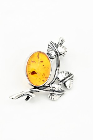 BROSE - Brosa din Argint 925 si Chihlimbar 3.3 cm