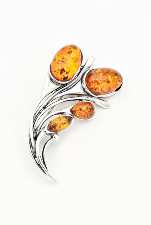BROSE - Brosa din Argint 925 si Chihlimbar 3.8 cm