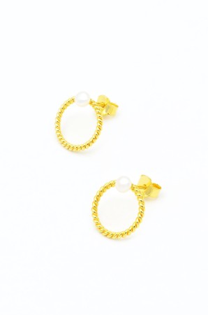 Cercei din Argint 925 cu Perle mici, 1.4 cm Auriu