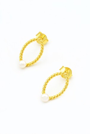 Cercei din Argint 925 cu Perle mici, 1.5 cm