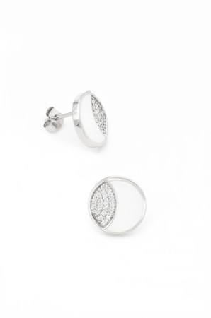 UNIQUE DESIGN COLLECTION - Cercei din Argint 925 placat cu Rodiu si Zirconii, 1 cm