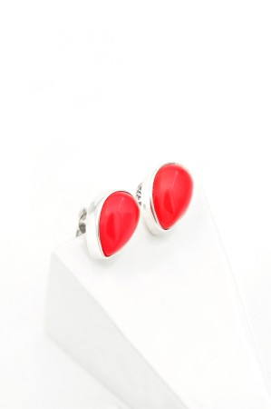 Cercei din Argint 925 si Coral Rosu 1.3 cm [1]