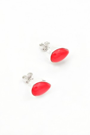 Cercei din Argint 925 si Coral Rosu 1.3 cm