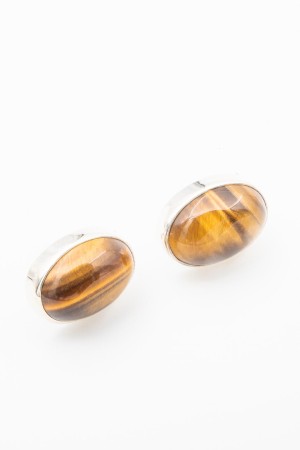 CERCEI - Cercei din Argint 925 si Ochi de Tigru 1.4 cm