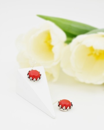 Cercei din Argint 925 si Piatra Coral [2]