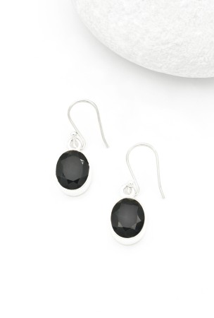 Cercei din Argint 925 si Piatra Onix Negru 2.3 cm [1]