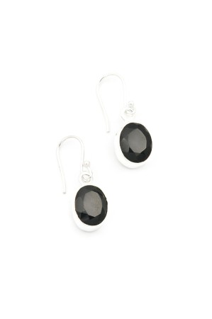 Cercei din Argint 925 si Piatra Onix Negru 2.3 cm