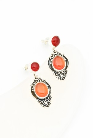 CERCEI - Cercei din Argint 925 Vitange cu piatra Carneol 3cm